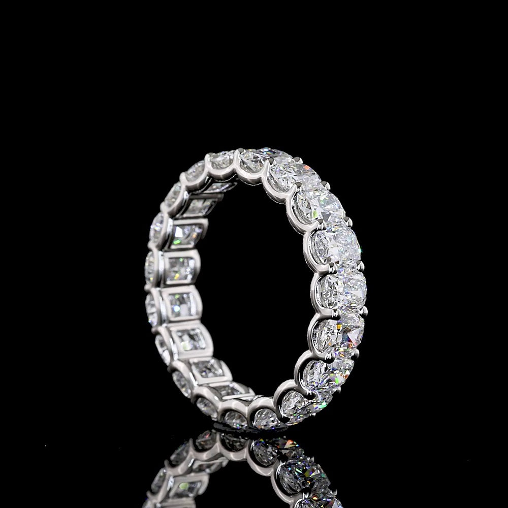Platinum Eternity Band with U-Prong Set Cushion Brilliant Cut Lab Diamonds - 2.96 Carat Total Diamond Weight - Covaloro Fine Jewelry
