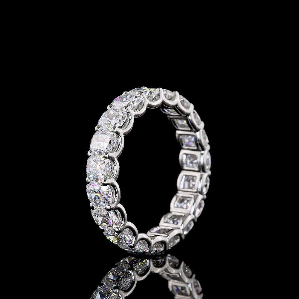 Platinum Eternity Band with U-Prong Set Cushion Brilliant Cut Lab Diamonds - 2.96 Carat Total Diamond Weight - Covaloro Fine Jewelry