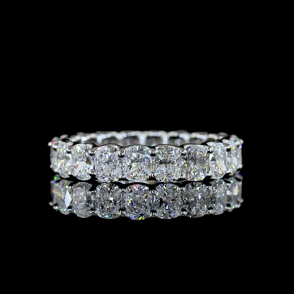 Platinum Eternity Band with U-Prong Set Cushion Brilliant Cut Lab Diamonds - 3.16 Carat Total Weight - Covaloro Fine Jewelry