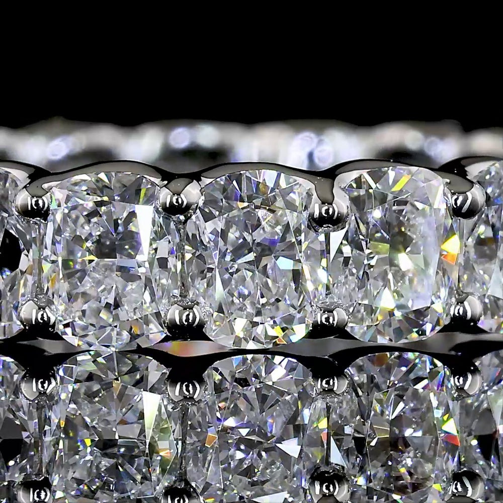 Platinum Eternity Band with U-Prong Set Cushion Brilliant Cut Lab Diamonds - 3.16 Carat Total Weight - Covaloro Fine Jewelry