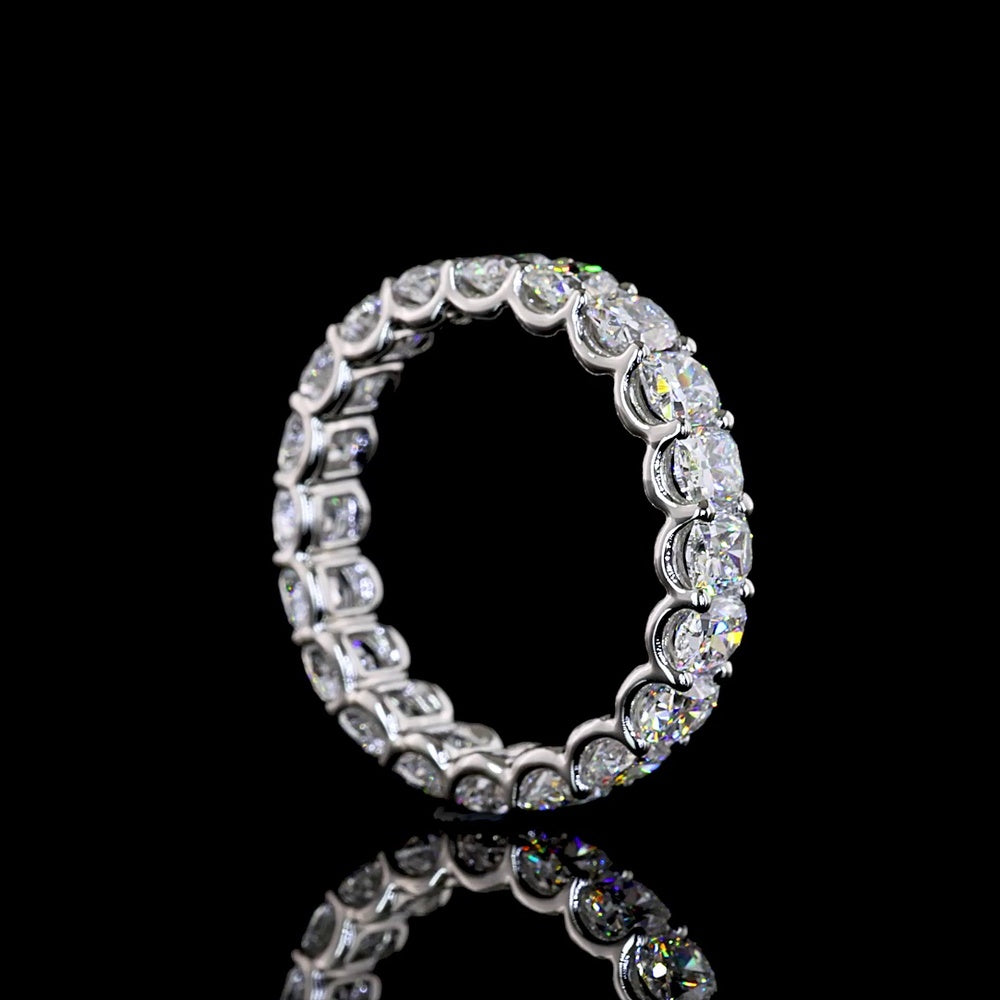 Platinum Eternity Band with U-Prong Set Cushion Brilliant Cut Lab Diamonds - 3.16 Carat Total Weight - Covaloro Fine Jewelry