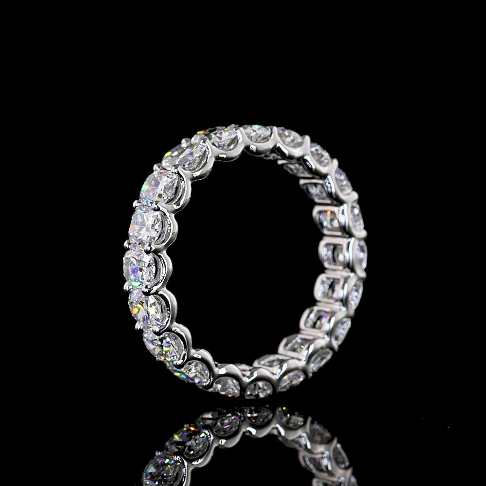 Platinum Eternity Band with U-Prong Set Cushion Brilliant Cut Lab Diamonds - 3.16 Carat Total Weight - Covaloro Fine Jewelry