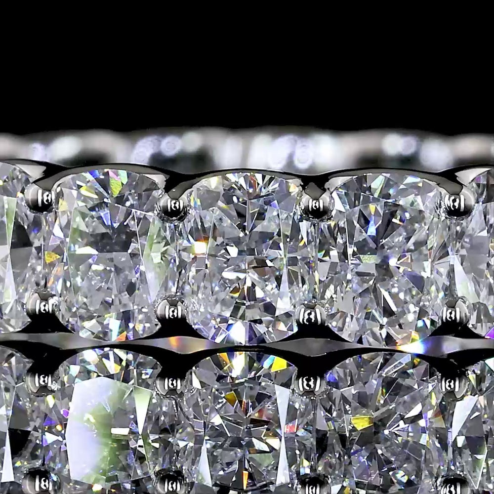 Platinum Eternity Band with U-Prong Set Cushion Brilliant Cut Lab Diamonds - 3.31 Carat Total Weight - Covaloro Fine Jewelry