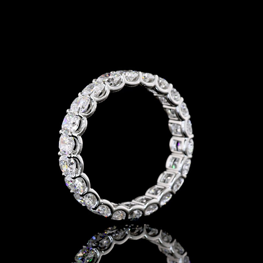 Platinum Eternity Band with U-Prong Set Cushion Brilliant Cut Lab Diamonds - 3.31 Carat Total Weight - Covaloro Fine Jewelry