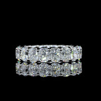 Platinum Eternity Band with U-Prong Set Cushion Brilliant Cut Lab Diamonds - 3.85 Carat Total Diamond Weight - Covaloro Fine Jewelry