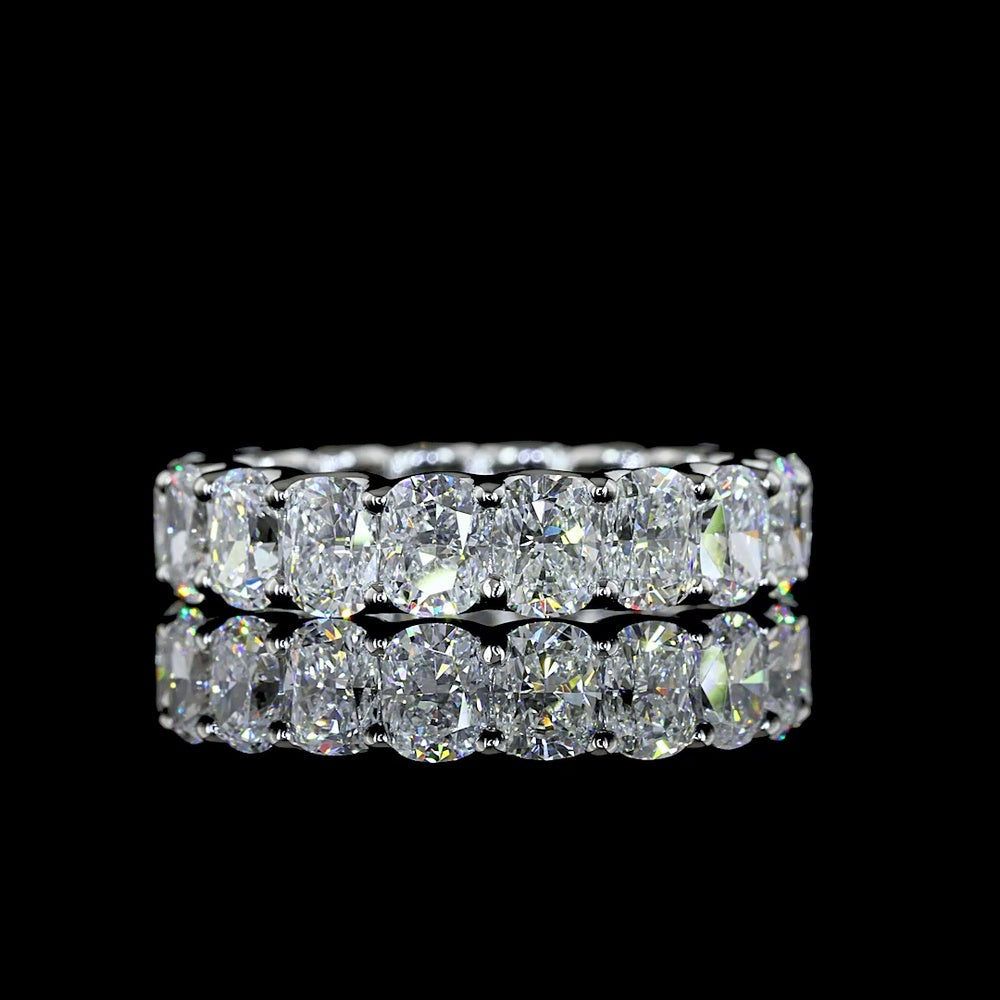 Platinum Eternity Band with U-Prong Set Cushion Brilliant Cut Lab Diamonds - 3.85 Carat Total Diamond Weight - Covaloro Fine Jewelry