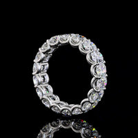 Platinum Eternity Band with U-Prong Set Cushion Brilliant Cut Lab Diamonds - 3.85 Carat Total Diamond Weight - Covaloro Fine Jewelry