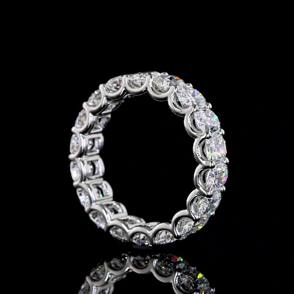 Platinum Eternity Band with U-Prong Set Cushion Brilliant Cut Lab Diamonds - 3.85 Carat Total Diamond Weight - Covaloro Fine Jewelry