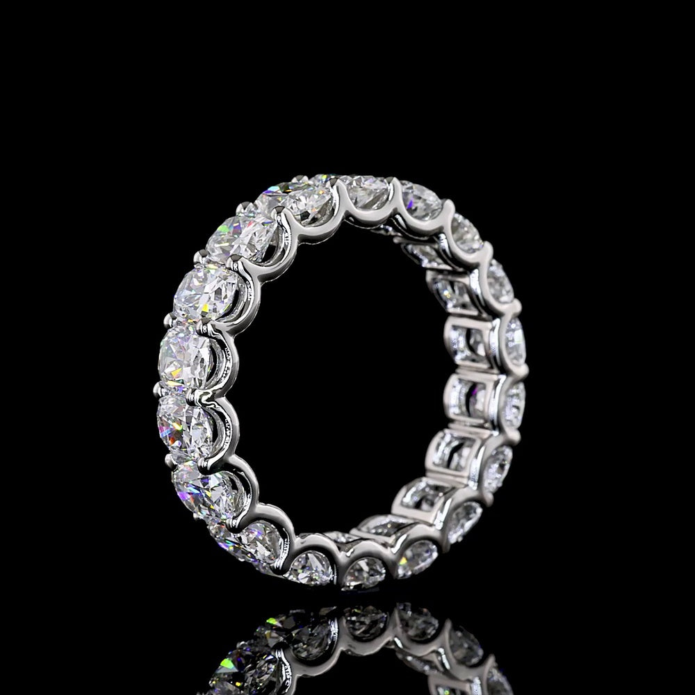 Platinum Eternity Band with U-Prong Set Cushion Brilliant Cut Lab Diamonds - 3.85 Carat Total Diamond Weight - Covaloro Fine Jewelry