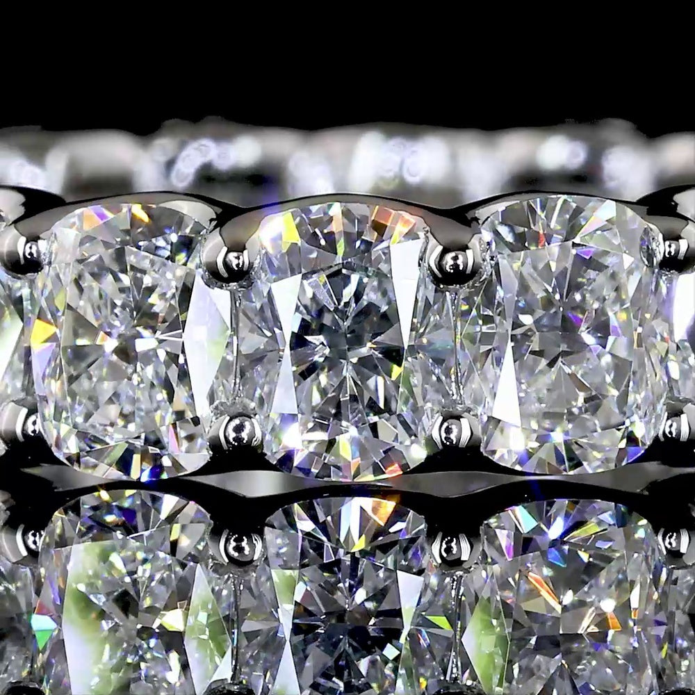 Platinum Eternity Band with U-Prong Set Cushion Brilliant Cut Lab Diamonds - 4.14 Carat Total Diamond Weight, 18 Stones, VS Clarity - Covaloro Fine Jewelry