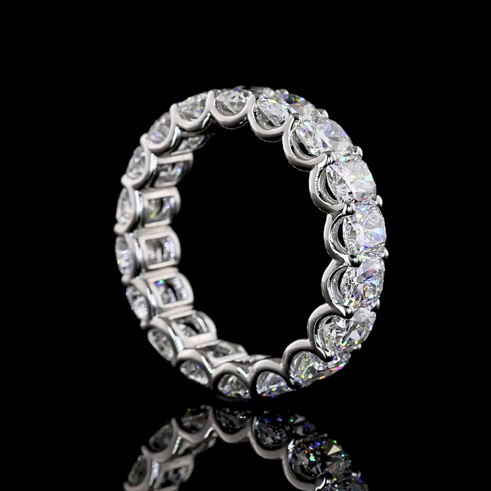 Platinum Eternity Band with U-Prong Set Cushion Brilliant Cut Lab Diamonds - 4.14 Carat Total Diamond Weight, 18 Stones, VS Clarity - Covaloro Fine Jewelry