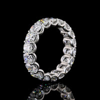 Platinum Eternity Band with U-Prong Set Cushion Brilliant Cut Lab Diamonds - 4.14 Carat Total Diamond Weight, 18 Stones, VS Clarity - Covaloro Fine Jewelry