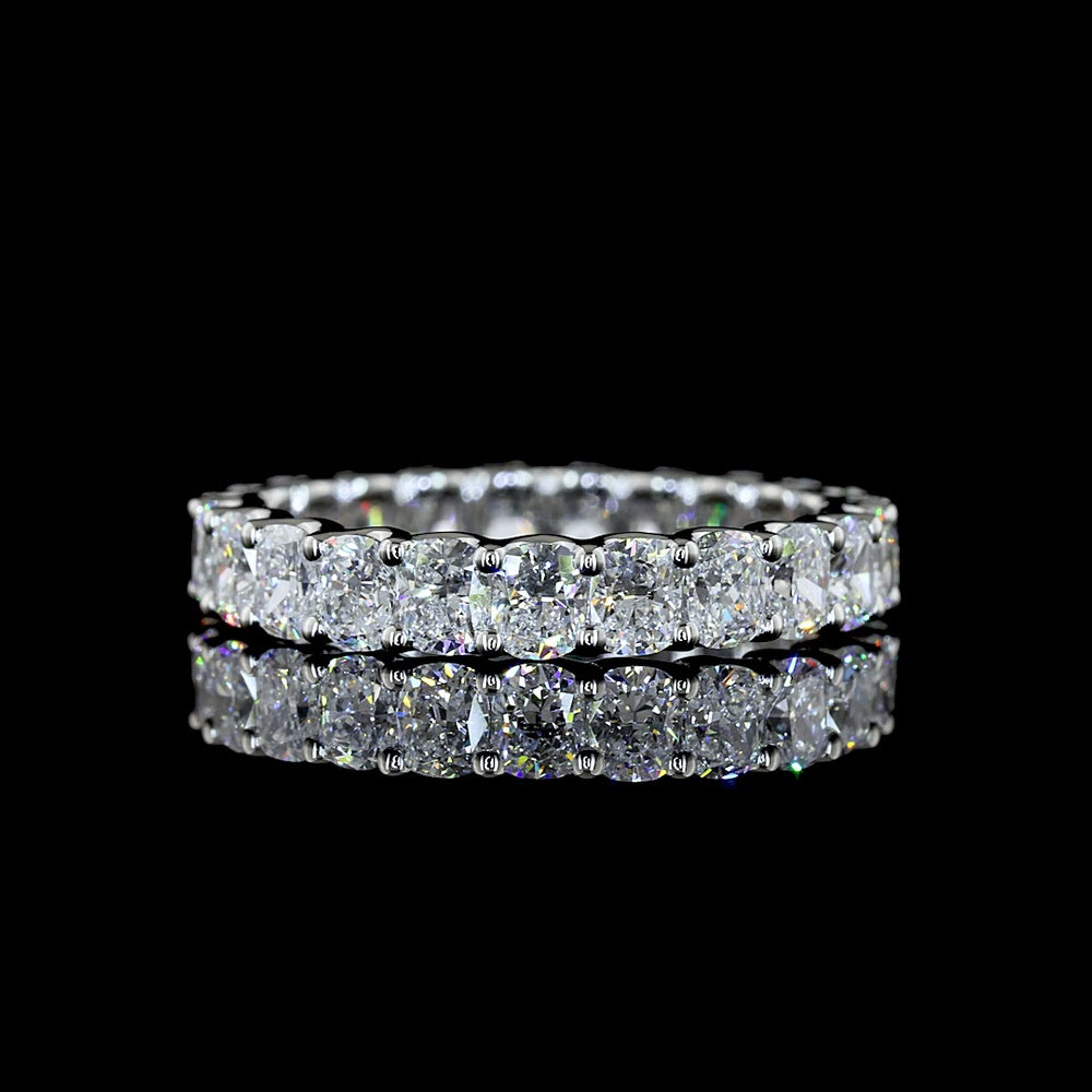 Platinum Eternity Band with U-Prong Set Cushion Brilliant Lab Diamonds - 2.67 Carat Total Weight - Covaloro Fine Jewelry