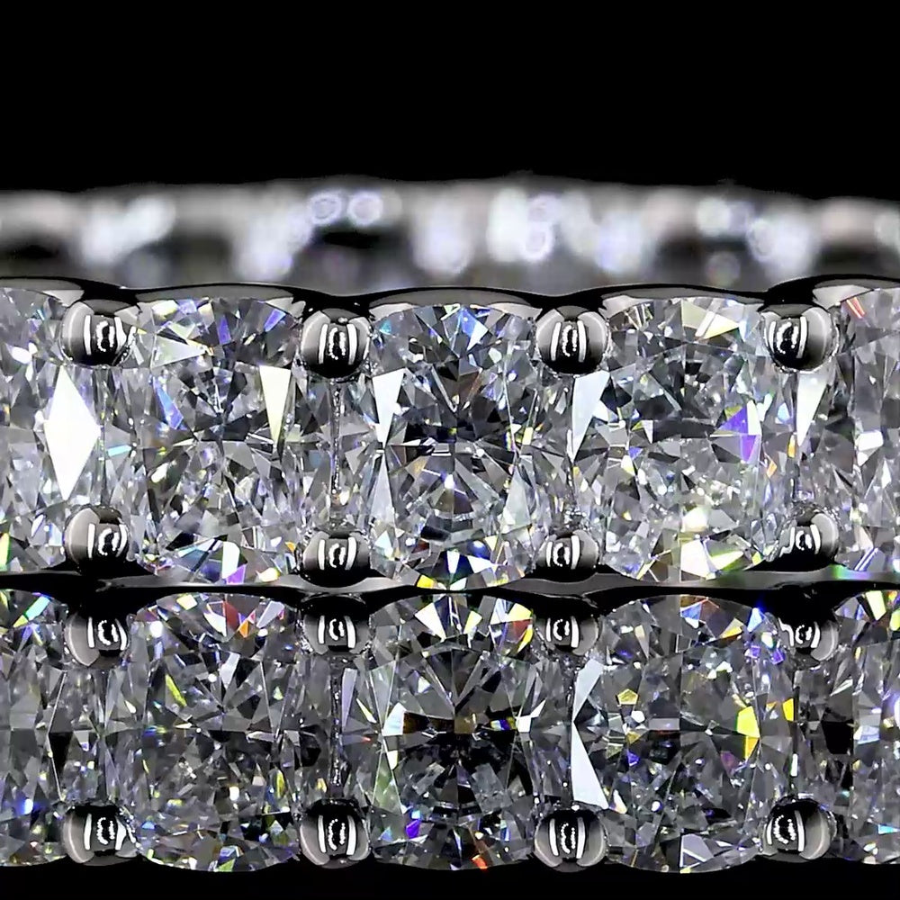 Platinum Eternity Band with U-Prong Set Cushion Brilliant Lab Diamonds - 2.67 Carat Total Weight - Covaloro Fine Jewelry