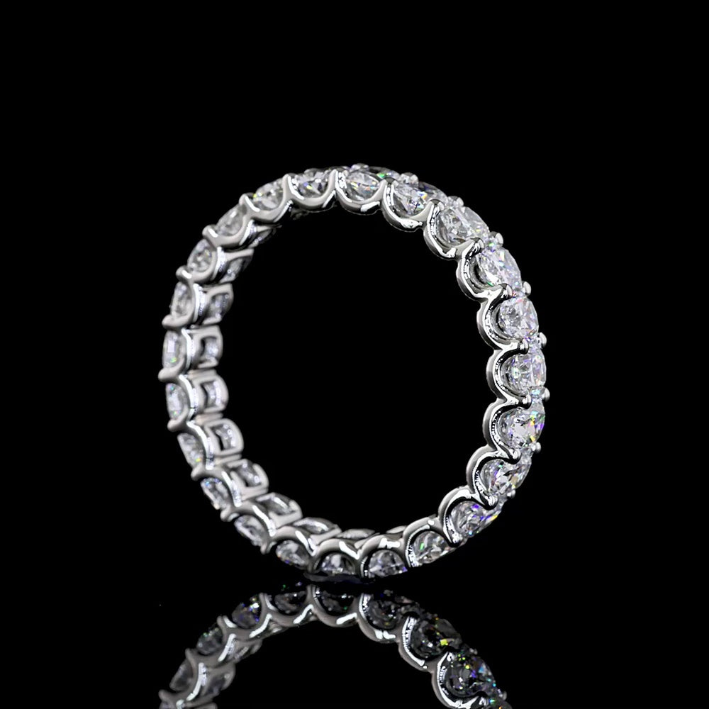 Platinum Eternity Band with U-Prong Set Cushion Brilliant Lab Diamonds - 2.67 Carat Total Weight - Covaloro Fine Jewelry