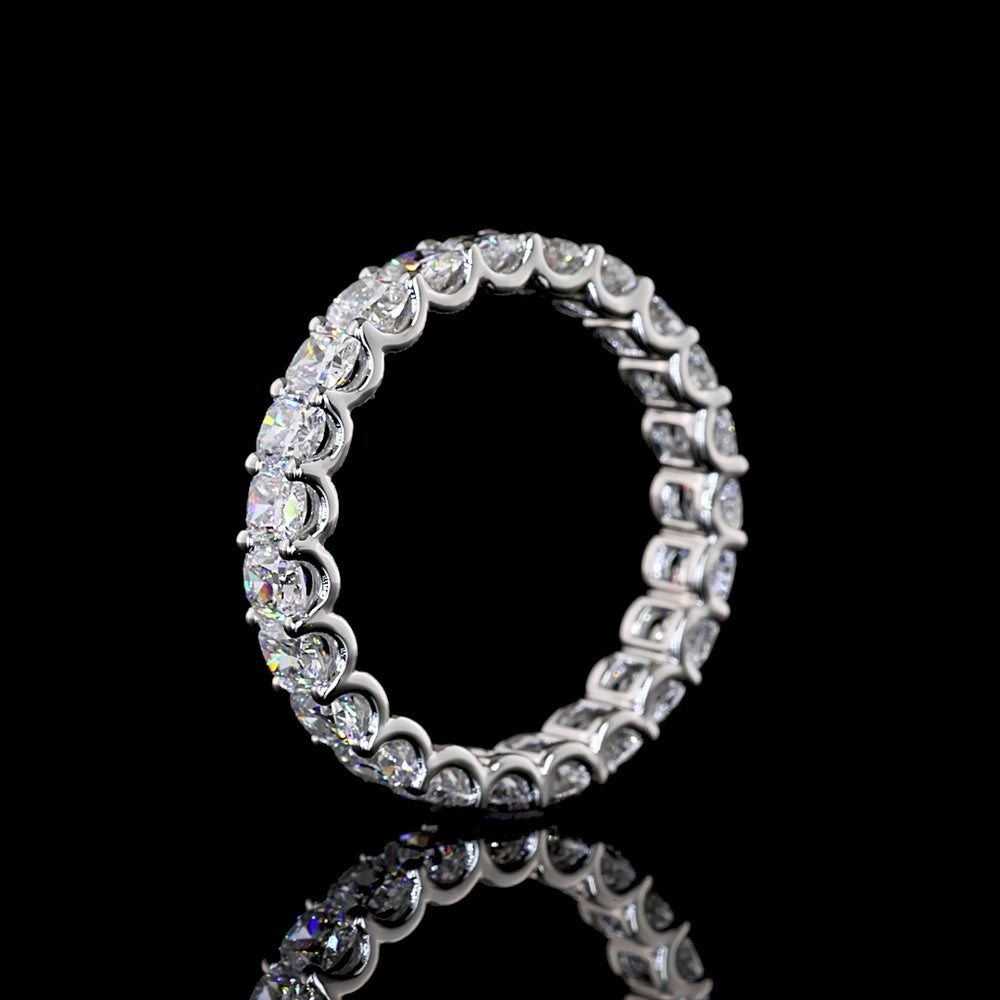 Platinum Eternity Band with U-Prong Set Cushion Brilliant Lab Diamonds - 2.67 Carat Total Weight - Covaloro Fine Jewelry