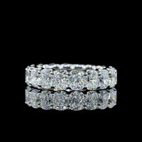 Platinum Eternity Band with U-Prong Set Cushion Brilliant Lab Diamonds - 4.08 Carats Total Diamond Weight - Covaloro Fine Jewelry