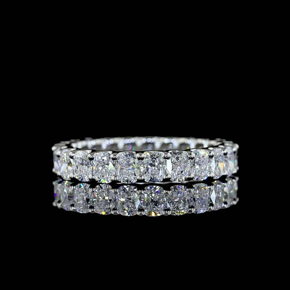 Platinum Eternity Band with U-Prong Set Cushion Cut Lab Diamonds - 2.23 Carat Total Diamond Weight - Covaloro Fine Jewelry