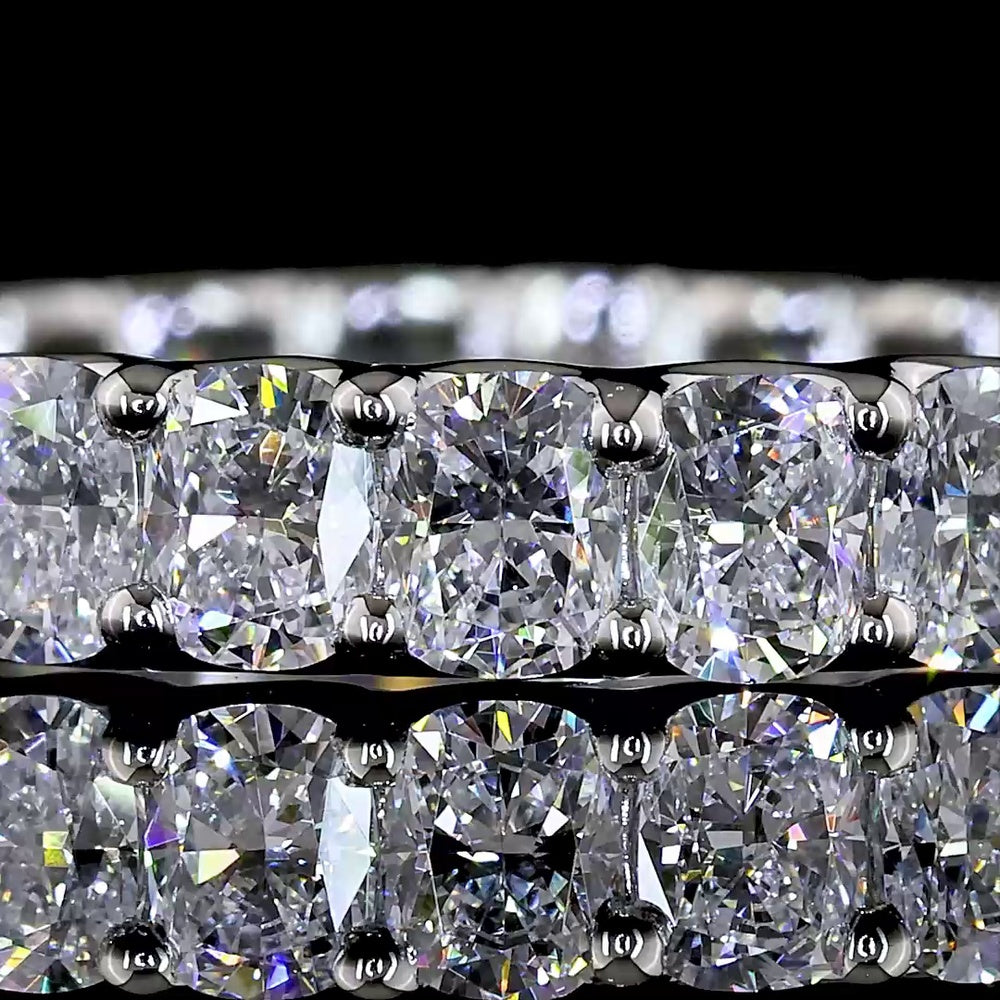 Platinum Eternity Band with U-Prong Set Cushion Cut Lab Diamonds - 2.23 Carat Total Diamond Weight - Covaloro Fine Jewelry