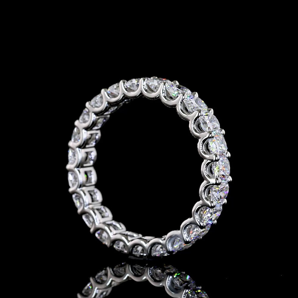 Platinum Eternity Band with U-Prong Set Cushion Cut Lab Diamonds - 2.23 Carat Total Diamond Weight - Covaloro Fine Jewelry
