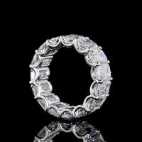 Platinum Eternity Band with U Prong Set Emerald Cut Lab Diamonds - 9.09 Carat Total Diamond Weight - Covaloro Fine Jewelry