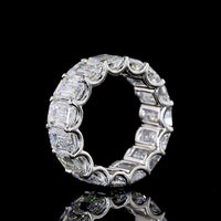 Platinum Eternity Band with U Prong Set Emerald Cut Lab Diamonds - 9.09 Carat Total Diamond Weight - Covaloro Fine Jewelry
