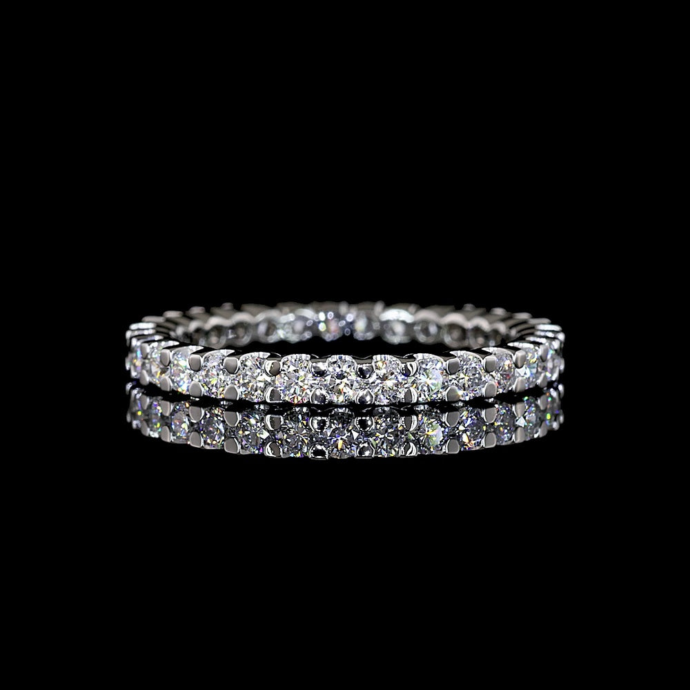 Platinum Eternity Band with U-Prong Set Round Lab Diamonds - 0.90 Carat Total Diamond Weight, E-F Color VS1 Clarity - Covaloro Fine Jewelry
