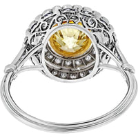 Platinum Fancy Yellow Diamond Double Halo Ring - 1.05 Carats Total Diamond Weight