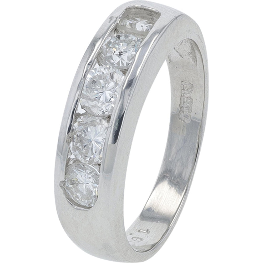 Platinum Five Stone Band with Channel Set Round Diamonds - 1.00 Carat Total Diamond Weight