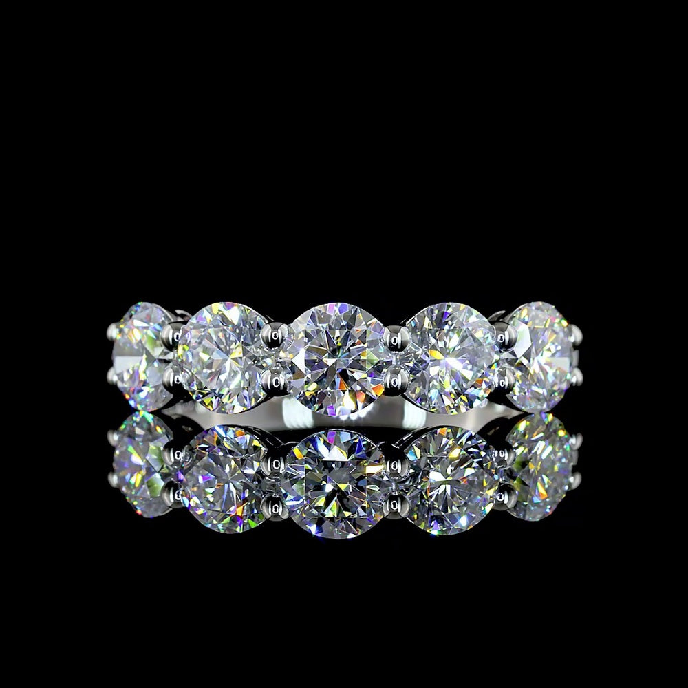 Platinum Five-Stone Eternity Band with Round Brilliant Cut Lab Diamonds - 1.94 Carat Total Diamond Weight - Covaloro Fine Jewelry