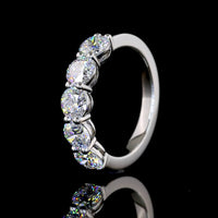 Platinum Five-Stone Eternity Band with Round Brilliant Cut Lab Diamonds - 1.94 Carat Total Diamond Weight - Covaloro Fine Jewelry