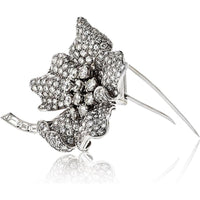 Platinum Flower Brooch with 17.00 Carats Round & Baguette Diamonds