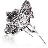 Platinum Flower Brooch with 17.00 Carats Round & Baguette Diamonds