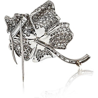Platinum Flower Brooch with 17.00 Carats Round & Baguette Diamonds