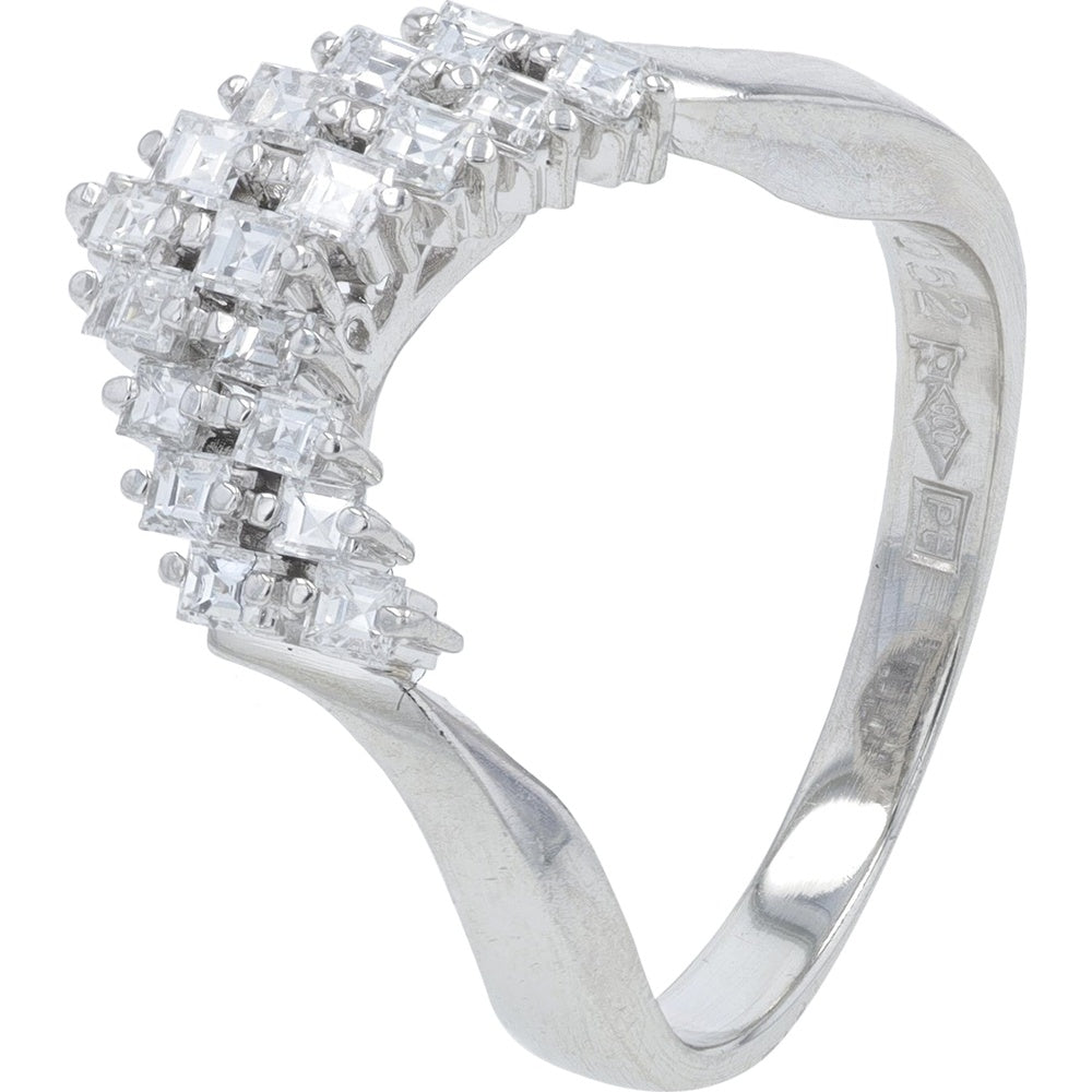 Platinum Geometric Cluster Ring with Square-Cut Diamonds - 0.52 Carat Total Diamond Weight