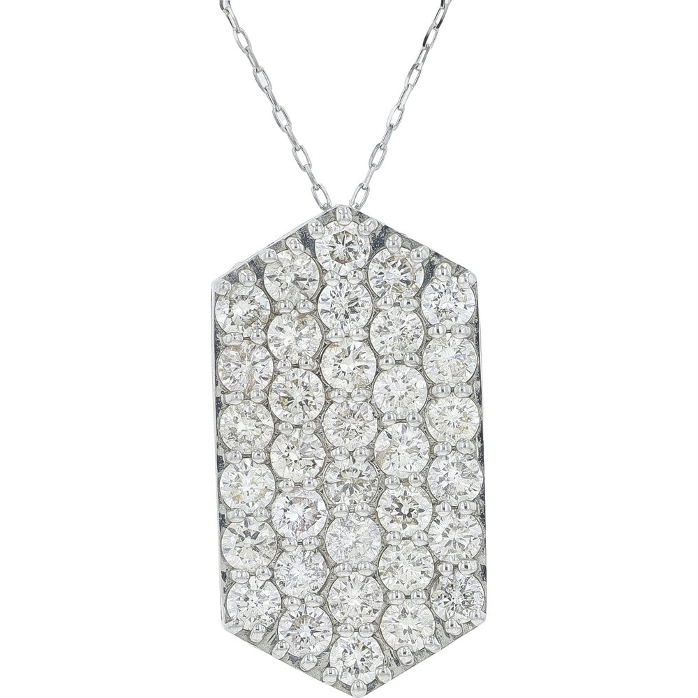 Platinum Geometric Tag Pendant with Pavé-Set Round Diamonds - 2.00 Carat Total Diamond Weight