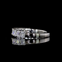 Platinum Half Eternity Band with Alternating Emerald Cut and Oval Cut Lab Diamonds - 0.91 Carat Total Diamond Weight - Covaloro Fine Jewelry