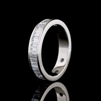 Platinum Half Eternity Band with Channel Set Baguette Lab Diamonds - 1.71 Carat Total Weight, 33 Stones E-F VS Quality - Covaloro Fine Jewelry