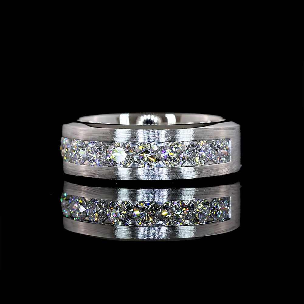 Platinum Half Eternity Band with Channel Set Round Lab Diamonds - 1.6 Carat Total Diamond Weight, E-F Color VS1 Clarity - Covaloro Fine Jewelry