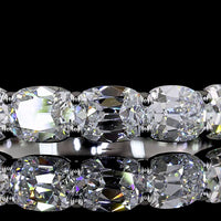 Platinum Half Eternity Band with East-West Set Antique Cushion Cut Lab Diamonds - 2.19 Carats Total Diamond Weight E-F VS1 - Covaloro Fine Jewelry