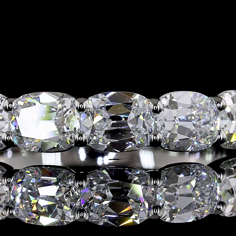 Platinum Half Eternity Band with East-West Set Antique Cushion Cut Lab Diamonds - 2.19 Carats Total Diamond Weight E-F VS1 - Covaloro Fine Jewelry