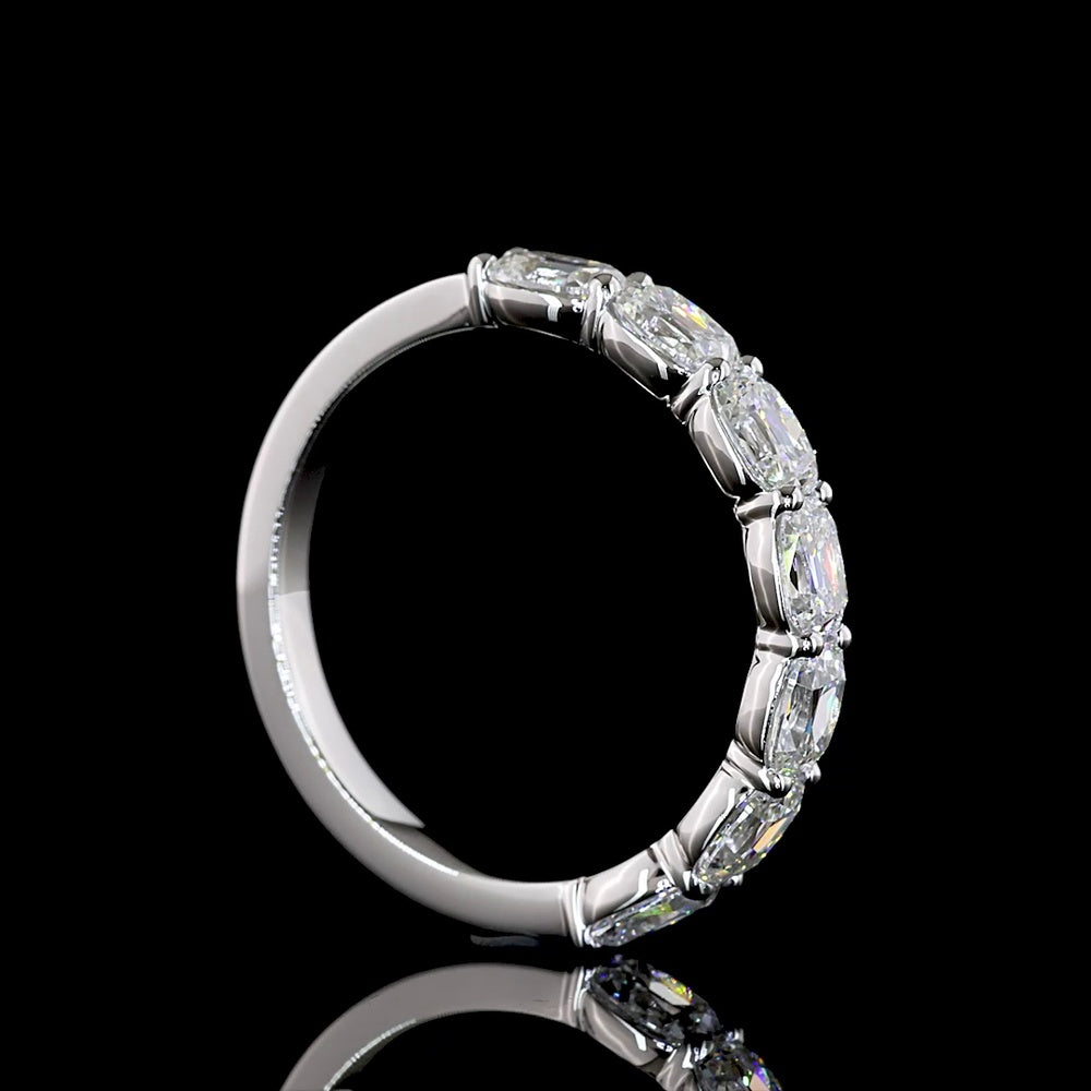 Platinum Half Eternity Band with East-West Set Antique Cushion Cut Lab Diamonds - 2.19 Carats Total Diamond Weight E-F VS1 - Covaloro Fine Jewelry