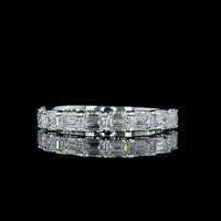 Platinum Half Eternity Band with East-West Set Emerald Cut Lab Diamonds - 0.87 Carat Total Weight, E-F Color VS Clarity - Covaloro Fine Jewelry