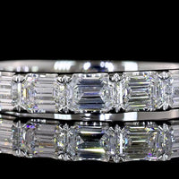Platinum Half Eternity Band with East-West Set Emerald Cut Lab Diamonds - 0.87 Carat Total Weight, E-F Color VS Clarity - Covaloro Fine Jewelry