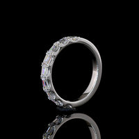 Platinum Half Eternity Band with East-West Set Emerald Cut Lab Diamonds - 0.87 Carat Total Weight, E-F Color VS Clarity - Covaloro Fine Jewelry