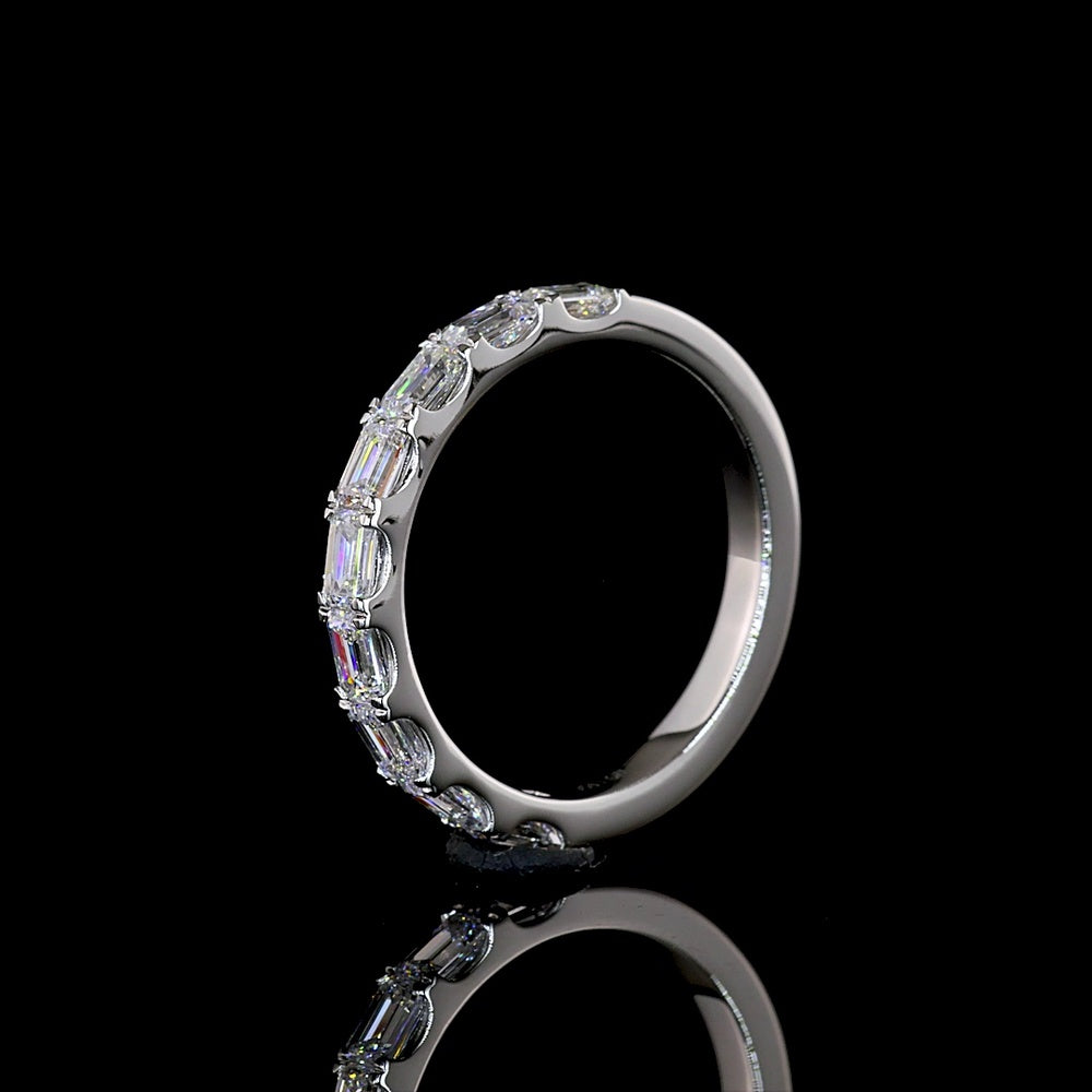 Platinum Half Eternity Band with East-West Set Emerald Cut Lab Diamonds - 0.87 Carat Total Weight, E-F Color VS Clarity - Covaloro Fine Jewelry