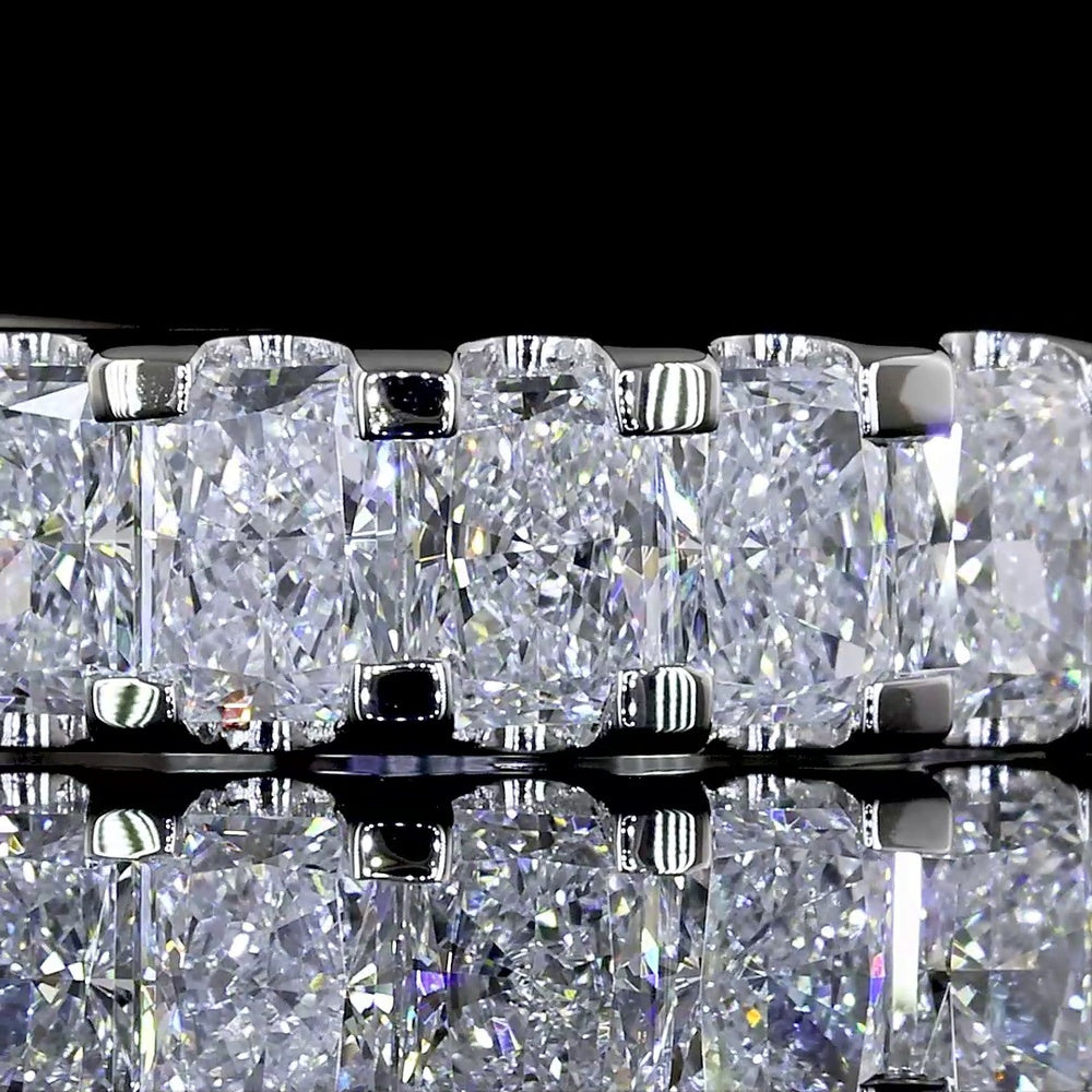Platinum Half Eternity Band with U-Prong Set Radiant Cut Lab Diamonds - 1.42 Carat Total Diamond Weight, E-F Color - Covaloro Fine Jewelry