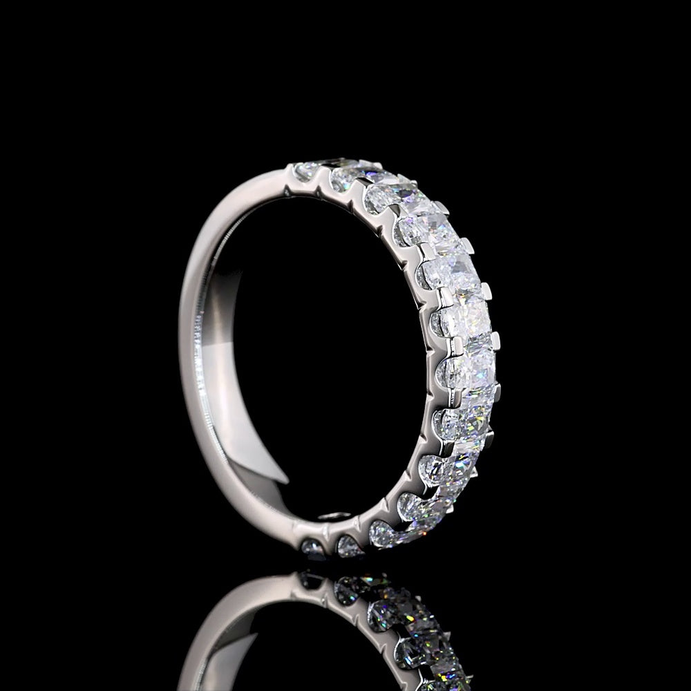 Platinum Half Eternity Band with U-Prong Set Radiant Cut Lab Diamonds - 1.42 Carat Total Diamond Weight, E-F Color - Covaloro Fine Jewelry