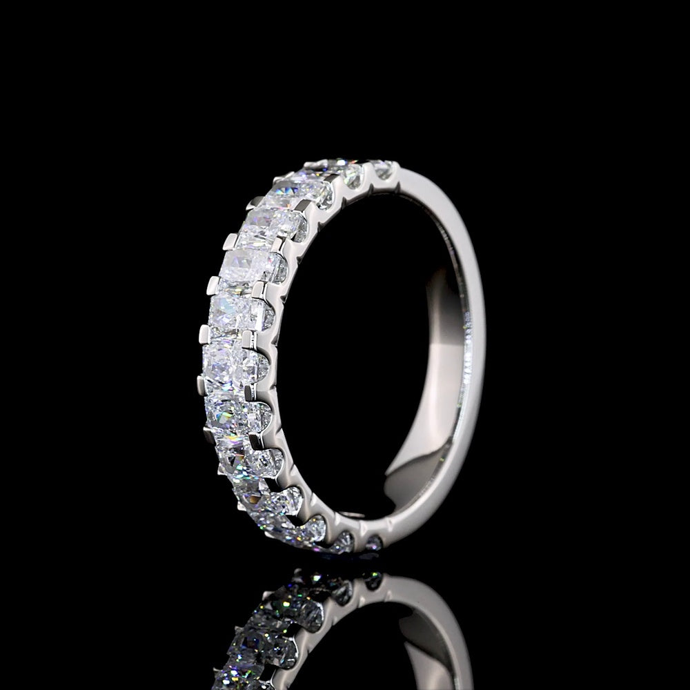 Platinum Half Eternity Band with U-Prong Set Radiant Cut Lab Diamonds - 1.42 Carat Total Diamond Weight, E-F Color - Covaloro Fine Jewelry