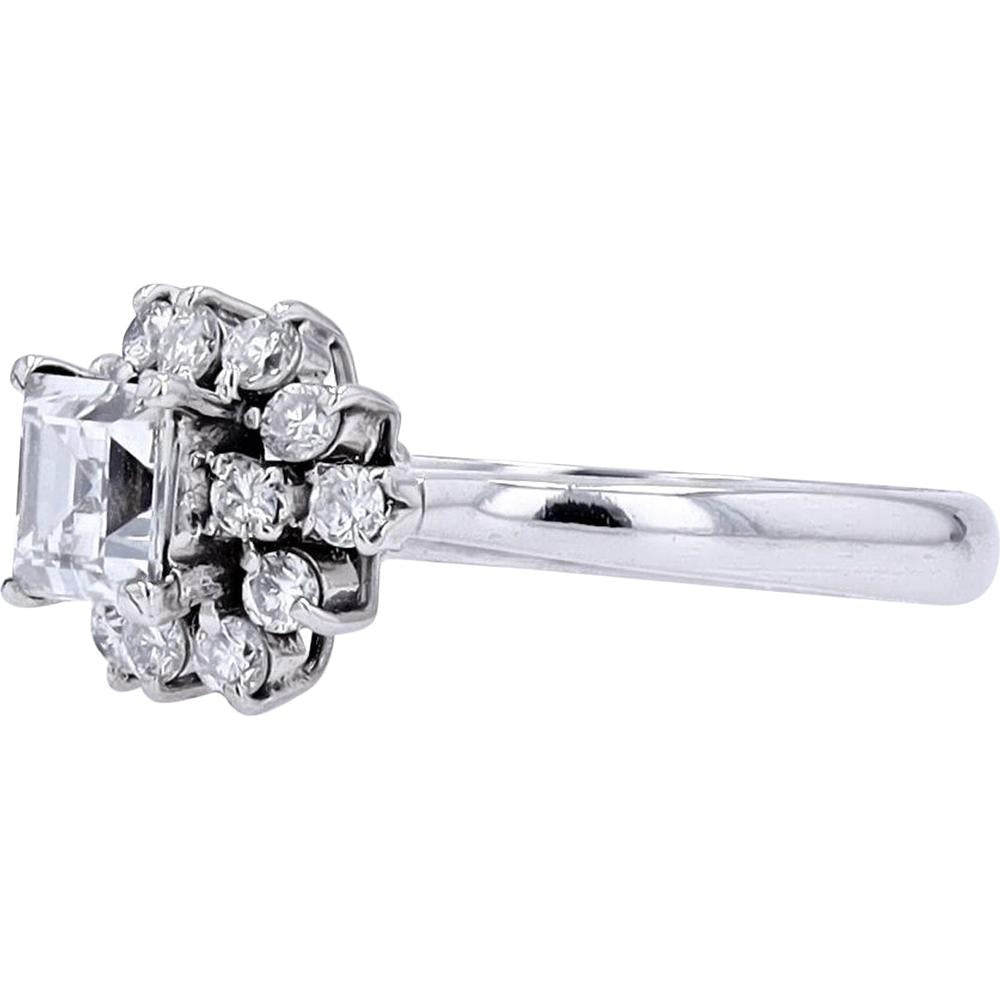 Platinum Halo Engagement Ring with 0.62 Carat Central Diamond and 0.93 Total Diamond Weight